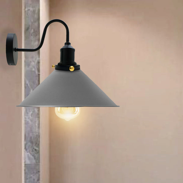 22cm Cone Metal Shade Wall Light Sconce ~3487 – Grey