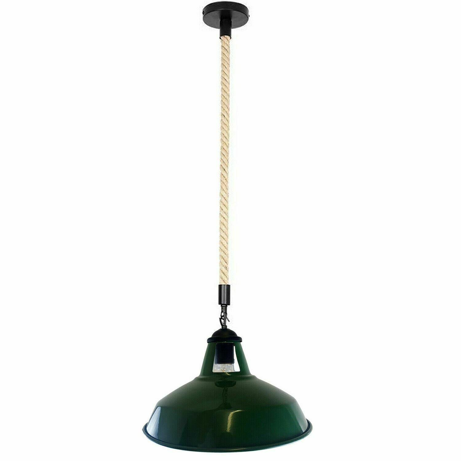 E27 Industrial Hemp Rope Cable Barn Slotted Green Pendant Light