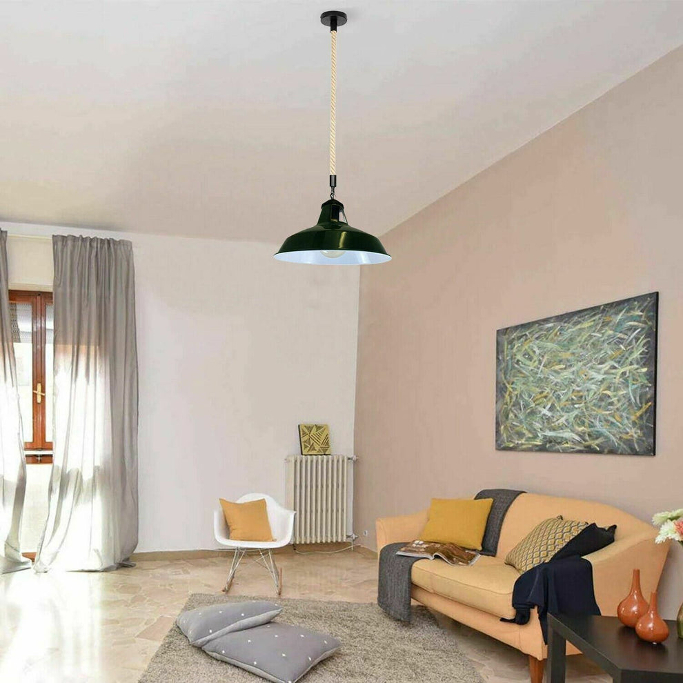 Vintage Conical Hemp Rope Pendant Light