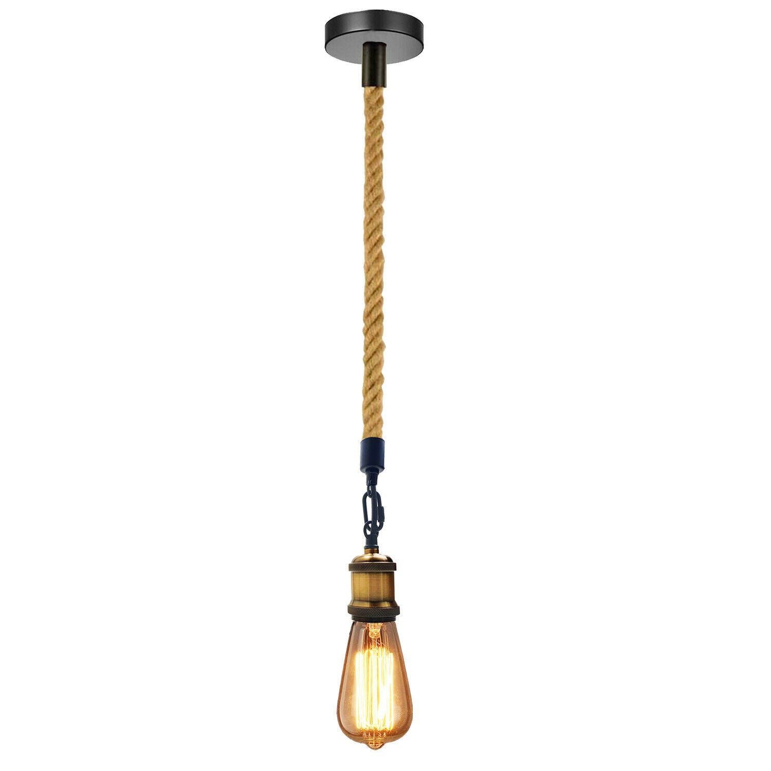 Hemp Rope 1 Head Pendant Ceiling Light Retro Lamp~1522 - LEDSone UK Ltd