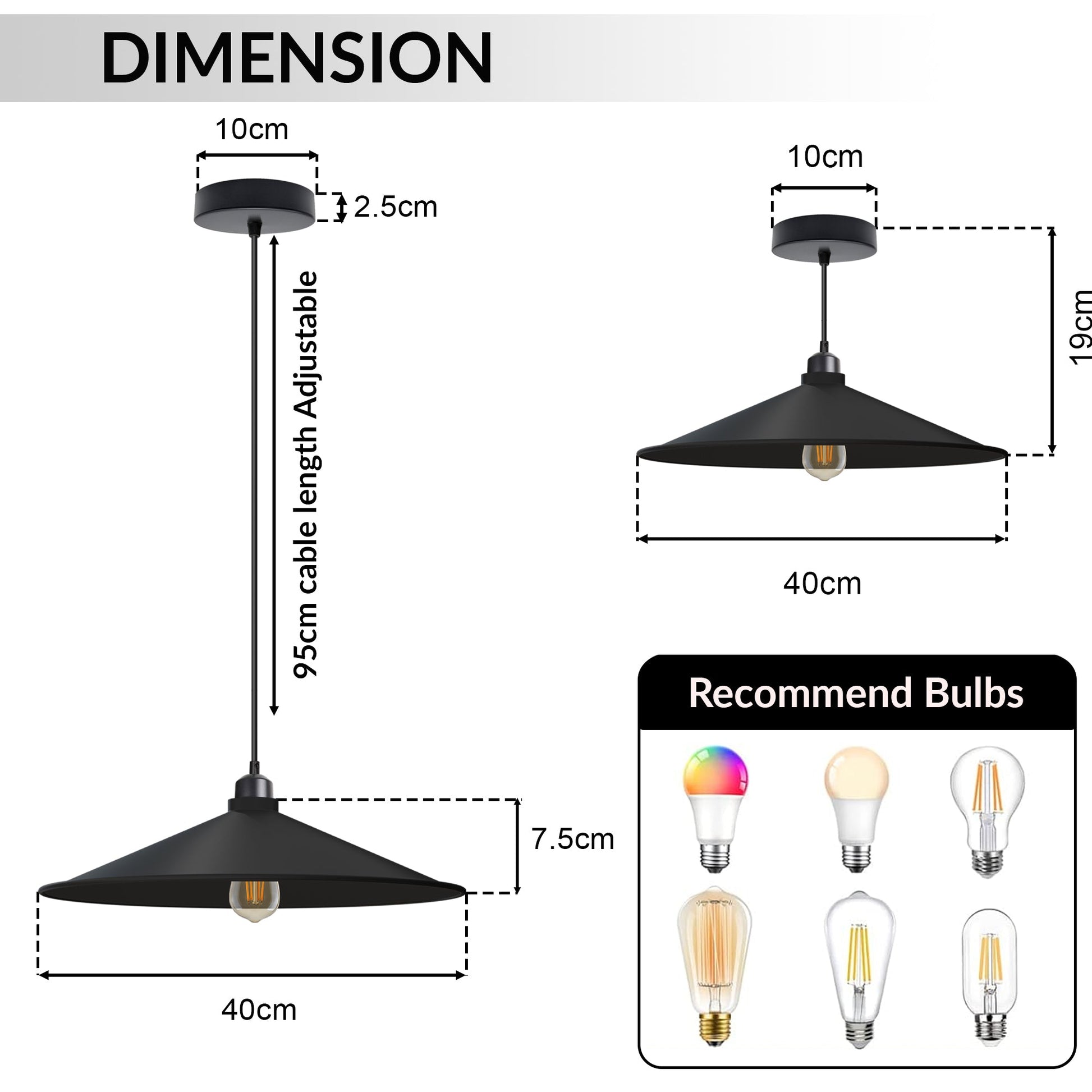 hanging lights size