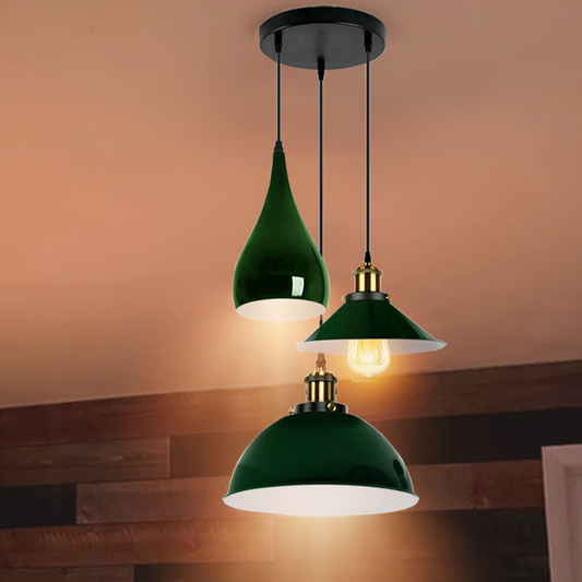 Green Modern 3 Head Metal Hanging Light Shade Ceiling Pendant Light~4146