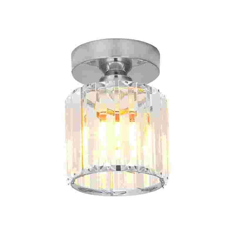 Ceiling mountCrystal Semi Flush E27 Ceiling Light Fixture Round Fitting Chandelier Lamp-Chrome