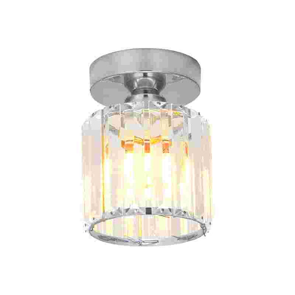 Kristallen semi-flush E27 plafondlamp met ronde fitting, kroonluchterlamp ~ 4505  – Chroom / Met lamp