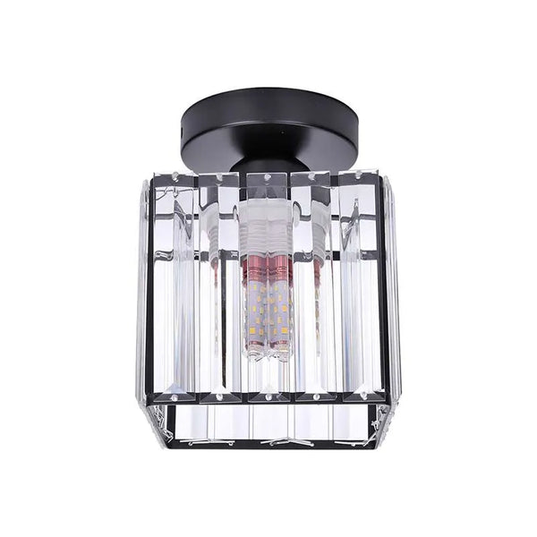Lámpara de techo cuadrada de vidrio semiempotrada ~4506 – Negro / Sin bombilla