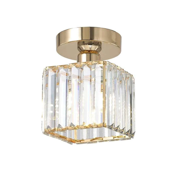 Lámpara de techo cuadrada de vidrio semiempotrada ~4506 – Oro / Sin bombilla