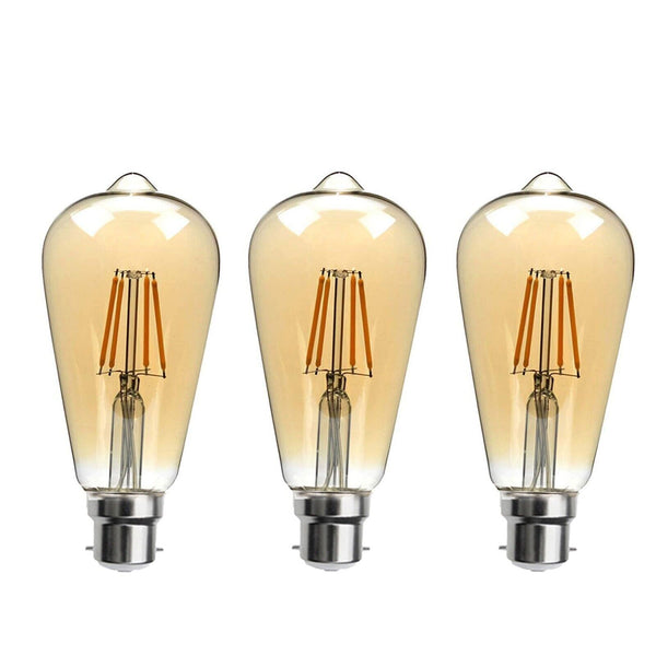 LED-lampen Bajonet ST64 B22 4W Dimbare filament Edison-lampen ~3874 – 3 stuks