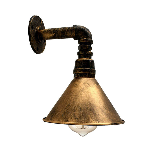 Industriële wandlamp Shabby Chic Vintage Wandverlichting ~1257 – Zonder lamp / Geborsteld koper