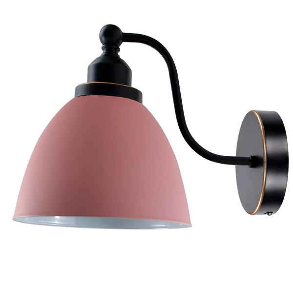 Swan Neck Wall Light Metal Shade Vintage Industrial E27 Fitting ~3918 – Pink / Yes