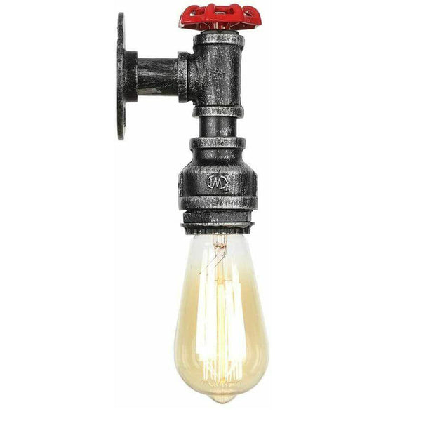 Vintage industriële plafond- en wandlamp van metaal, waterpijp, rustiek, stoompunk ~ 2168 – Geborsteld zilver / Ja