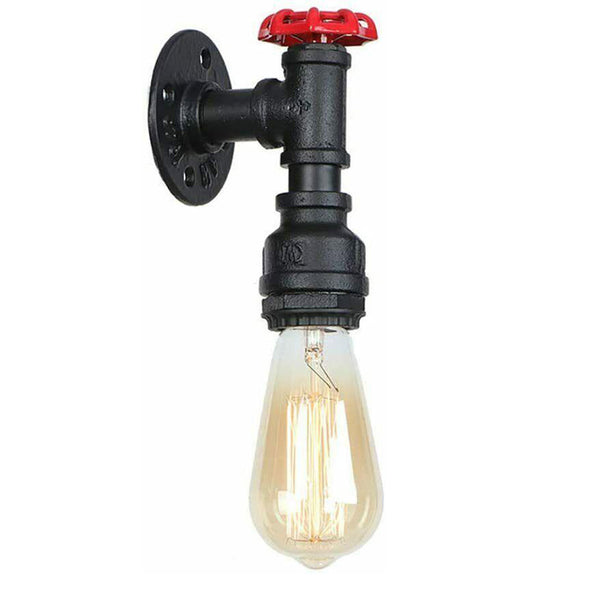 Vintage industriële plafond- en wandlamp van metaal, waterpijp, rustiek, stoompunk ~ 2168 – Zwart / Ja