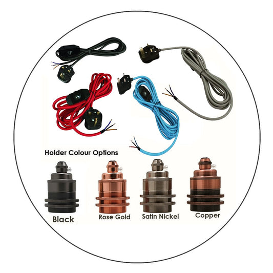 2m/4m/4.5m Fabric Flex Cable Plug In Pendant Lamp Light Set with dimmer / E27 Holder~2177 - LEDSone UK Ltd