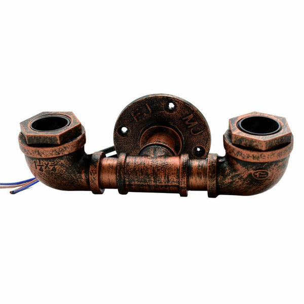 Industrial Steampunk Water Pipe Wall Light –  E27  Vintage Retro Loft Sconce~2133 – Rustic Red / No