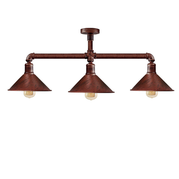 Vintage industriële waterleiding plafondlamp, retro steampunk verlichting, VK ~ 3526 – Rustiek Rood / Ja