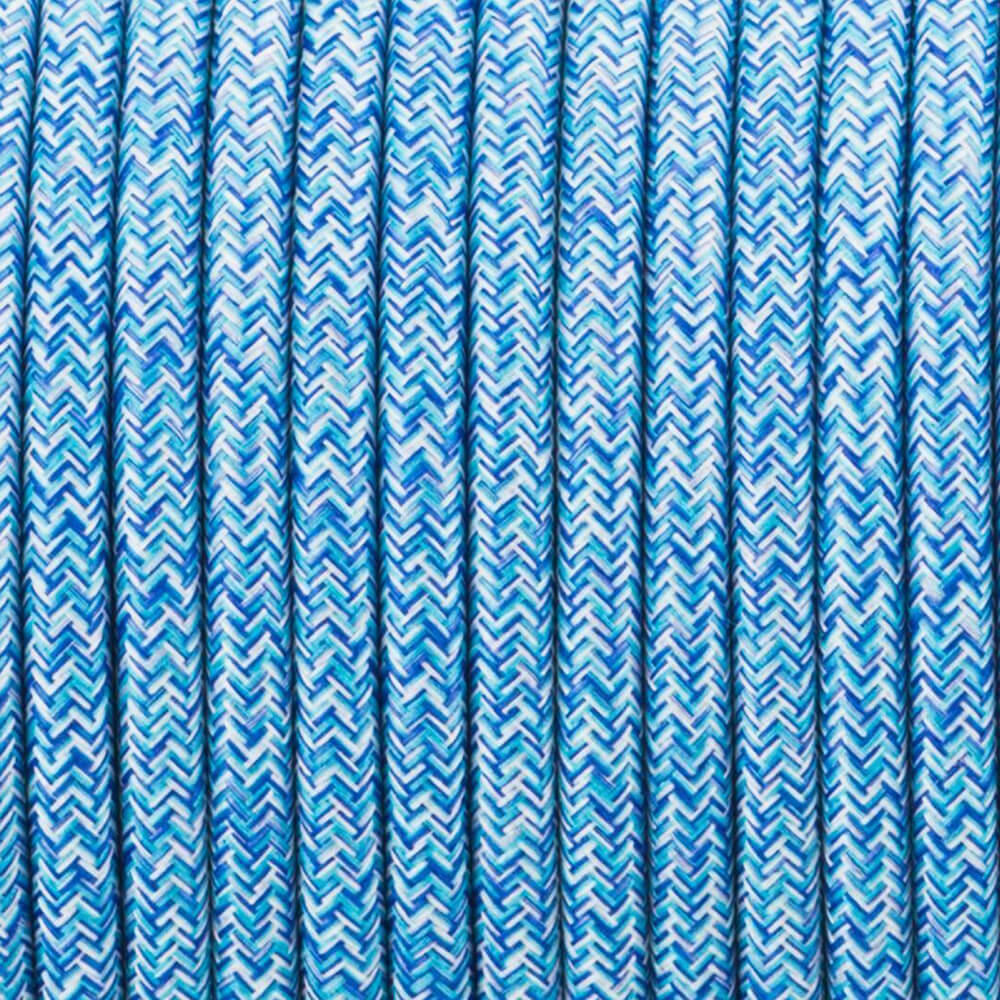 3 core Round Vintage Braided Fabric Blue Multi Tweed Coloured Cable Flex 0.75mm - Shop for LED lights - Transformers - Lampshades - Holders | LEDSone UK