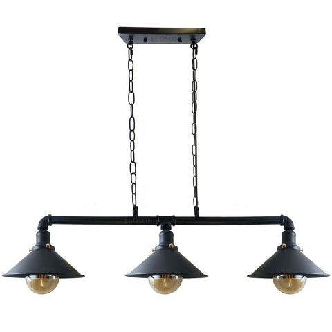 3 Way Vintage Cabin Metal Ceiling Pipe Light Steampunk Lamp Shades~1124