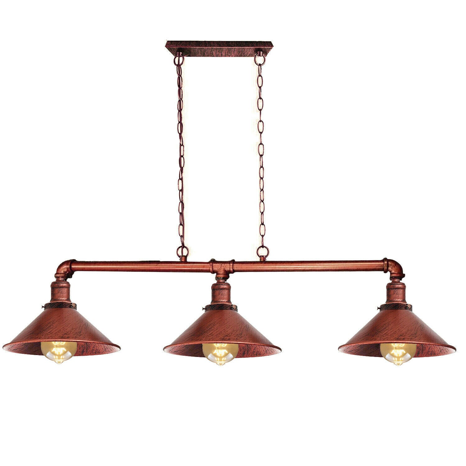 3Way Vintage Cabin Ceiling Pipe Light Steampunk Lamp Shades