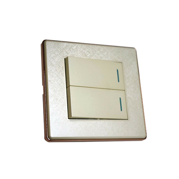 1/2/3 Gang Wall Switch Screw less Brushed Gold Light Switch~3616 – Textured Creem 2 Gang