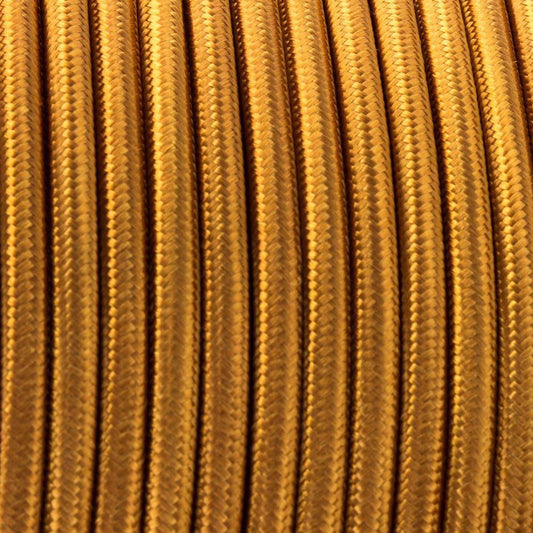 0.75mm 2 Core Round Vintage Braided Deep Gold Fabric Covered Light Flex - Shop for LED lights - Transformers - Lampshades - Holders | LEDSone UK