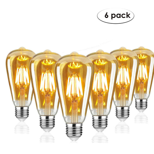 6 Pack Vintage E27 base Filament LED Edison Bulb Dimmable Decorative Industrial Light Bulbs - Shop for LED lights - Transformers - Lampshades - Holders | LEDSone UK