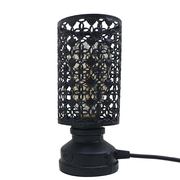 Antique Brass Table Lamp Black Cage Design ~4076 – No / TableLamp + FlowerCage