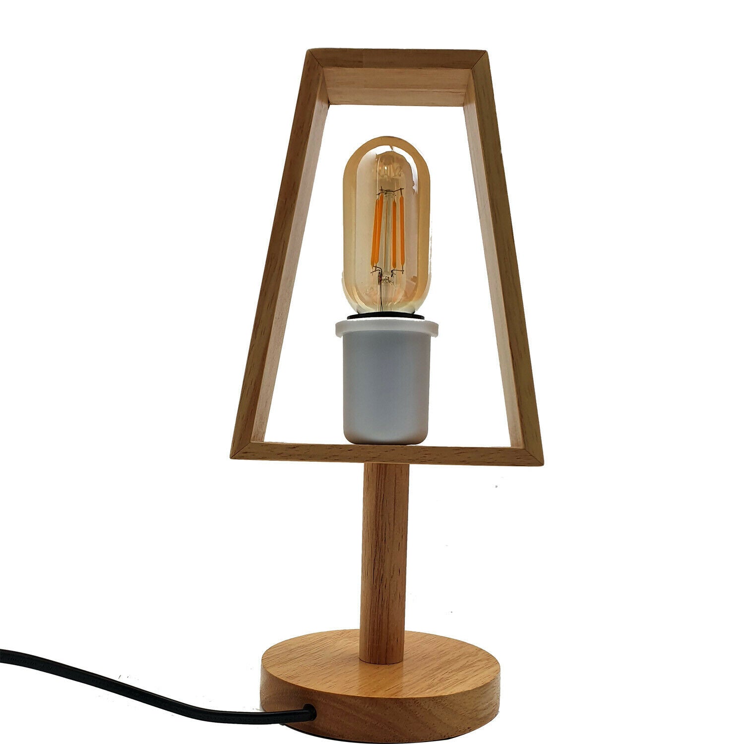 Plug in Table Lamp Light with Wooden Base lamp