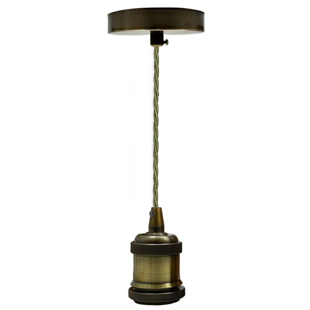 Pendant Light Fitting Ceiling Rose E27 Suspension Green Brass~2381 - LEDSone UK Ltd