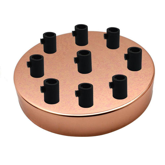 9 Outlet Rose Gold Metal Ceiling Rose 120x25mm