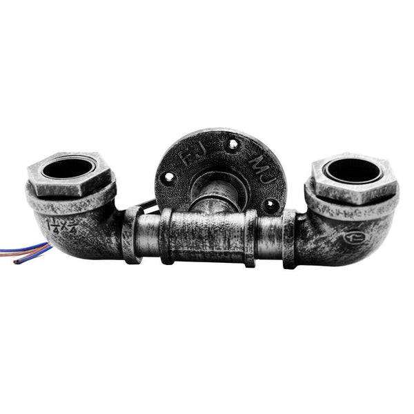 Industrial Steampunk Water Pipe Wall Light –  E27  Vintage Retro Loft Sconce~2133 – Brushed Silver / No