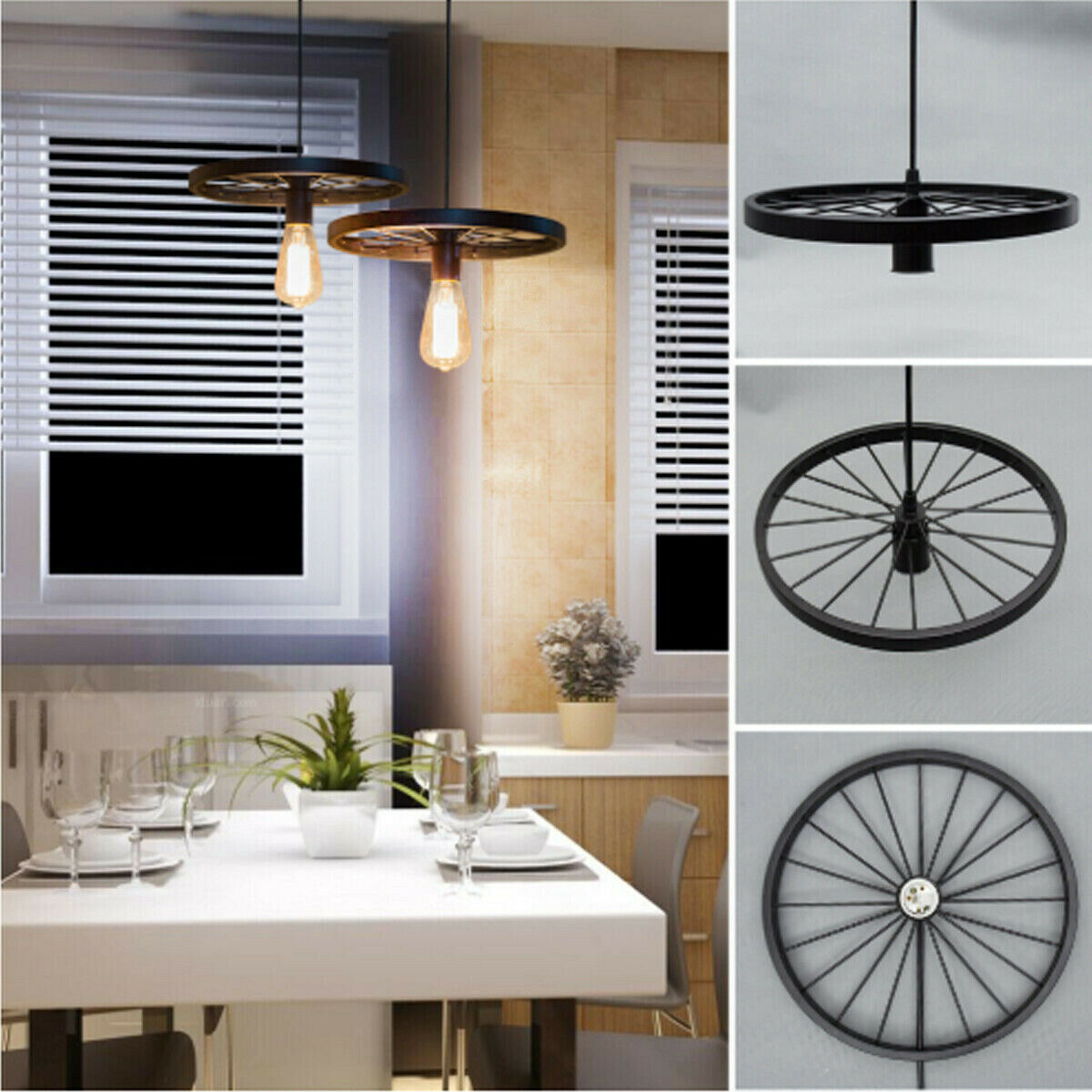 Industrial Retro Pendant Lamp Ceiling Light Wheel Light for Bedroom cafe
