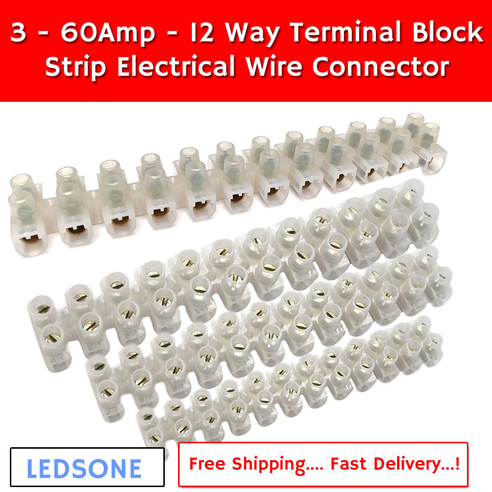 3A-60A Lighting Chock Block Connection 12 Way Electric Wire Terminal Connector - Shop for LED lights - Transformers - Lampshades - Holders | LEDSone UK