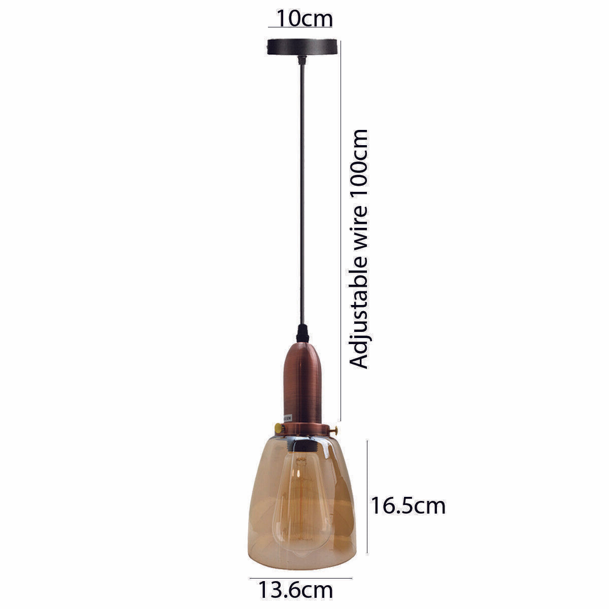 Retro Ceiling Light Glass Vintage Industrial E27 Base Holder Pendant Lamp UK~2090 - LEDSone UK Ltd