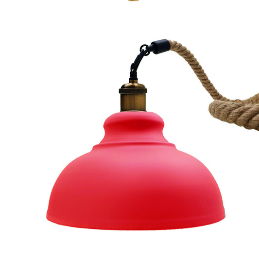 Red Metal Ceiling Industrial Pendant Shade Modern Hemp Hanging Retro Light~1942 - LEDSone UK Ltd