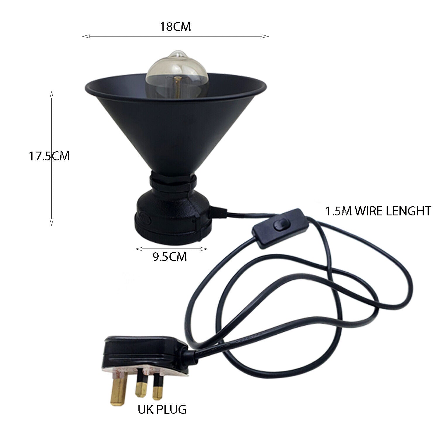 on/off switch plug in table lamp size