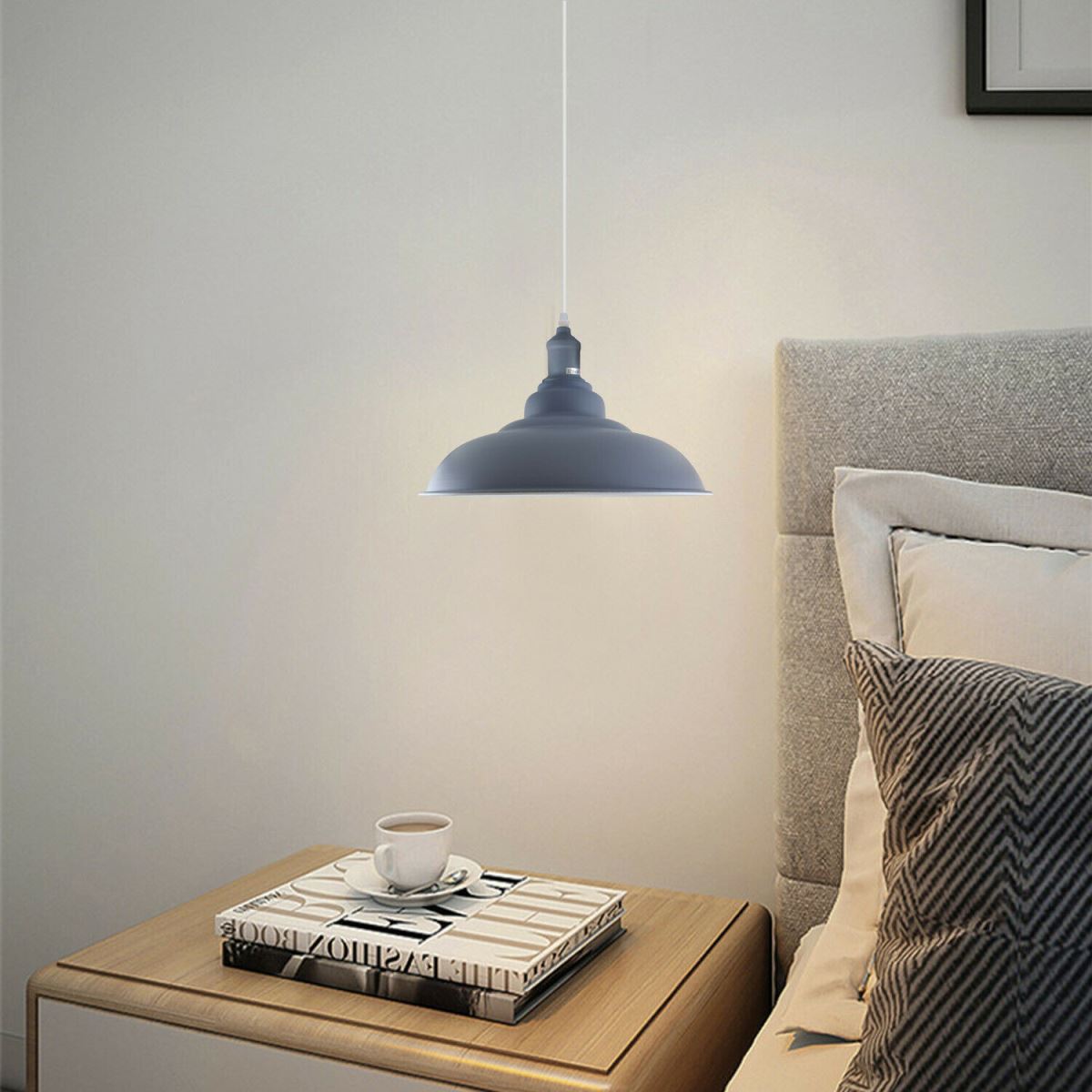 Grey colour Modern Vintage Industrial Retro Loft Metal Ceiling Lamp Shade Pendant Light size