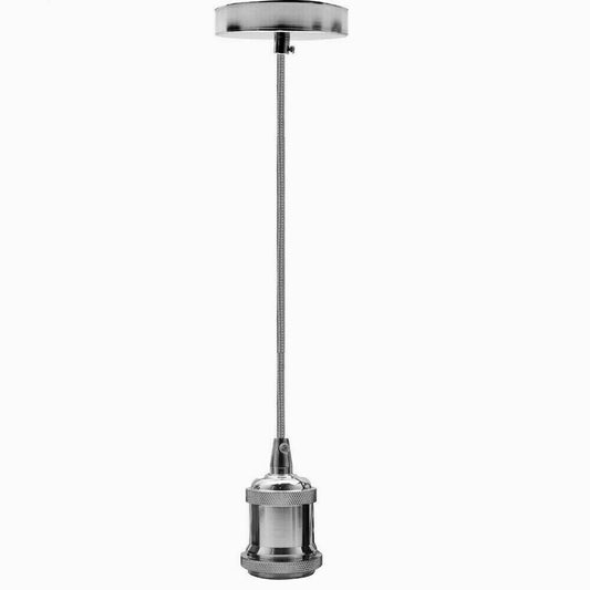 Chrome Pendant Light Fitting Ceiling Rose E27 Suspension~1746 - LEDSone UK Ltd