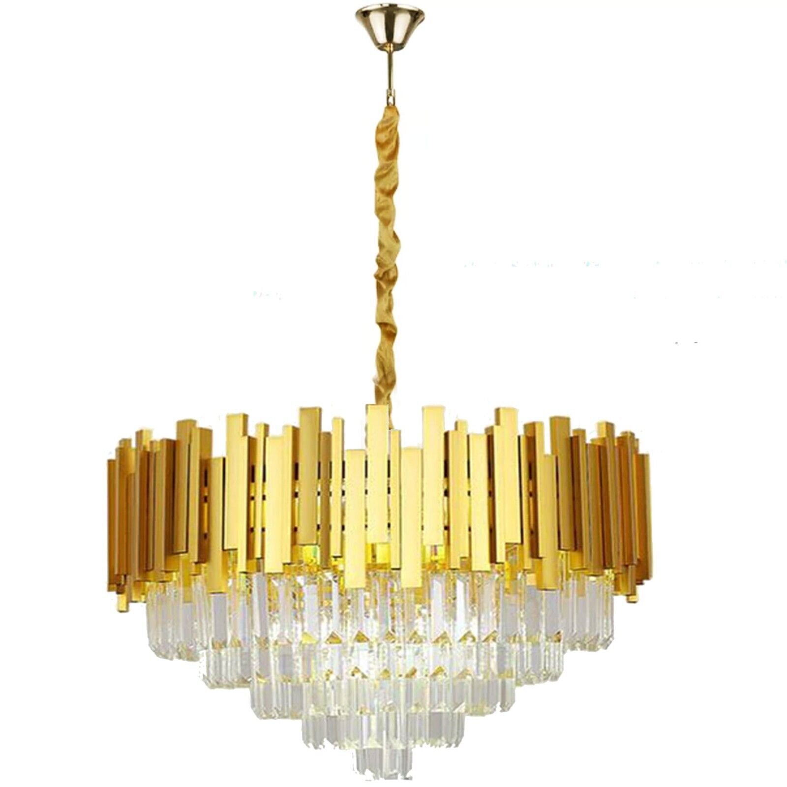 Modern Large Crystal Ceiling Light Gold Pendant Chandelier Lamp for Living Room~4117