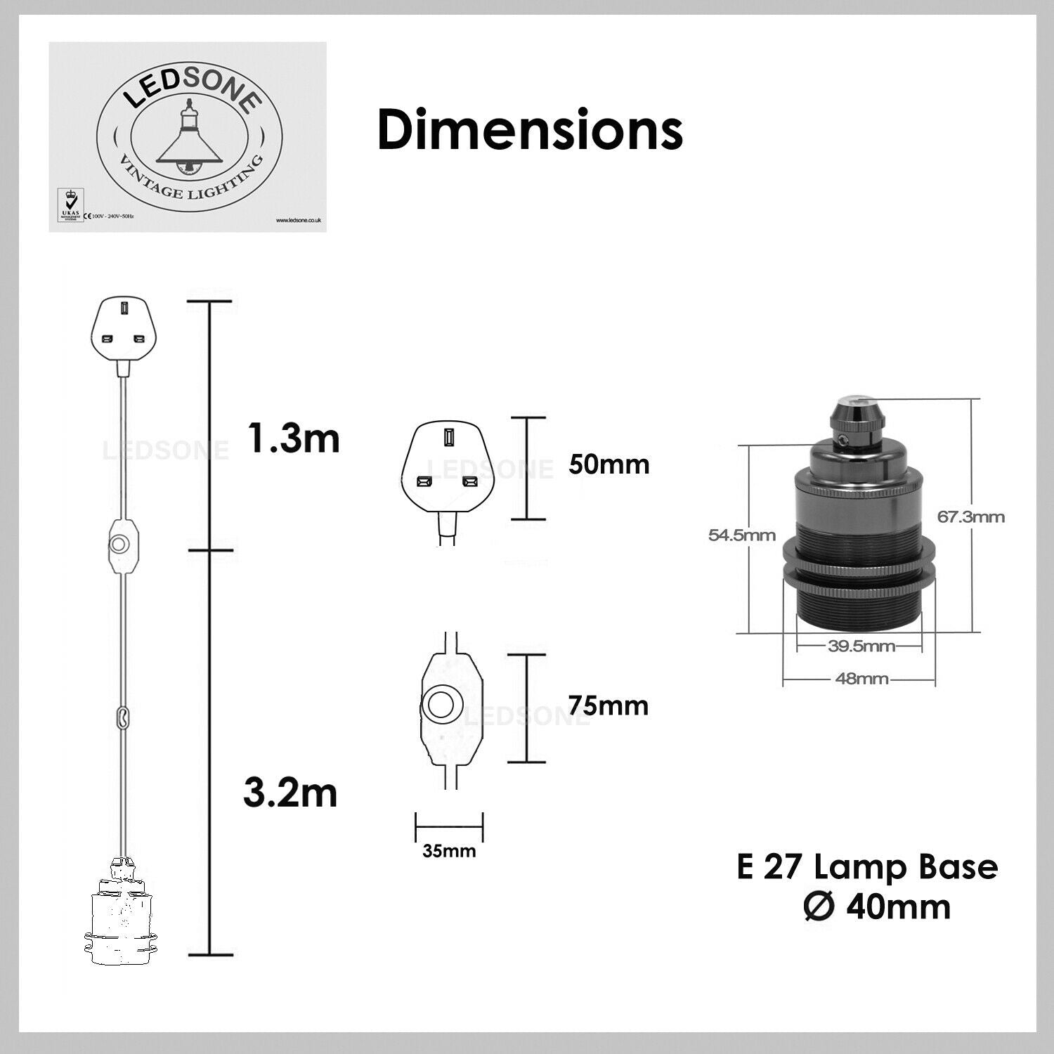  Plug In Pendant Lamp Light Holder