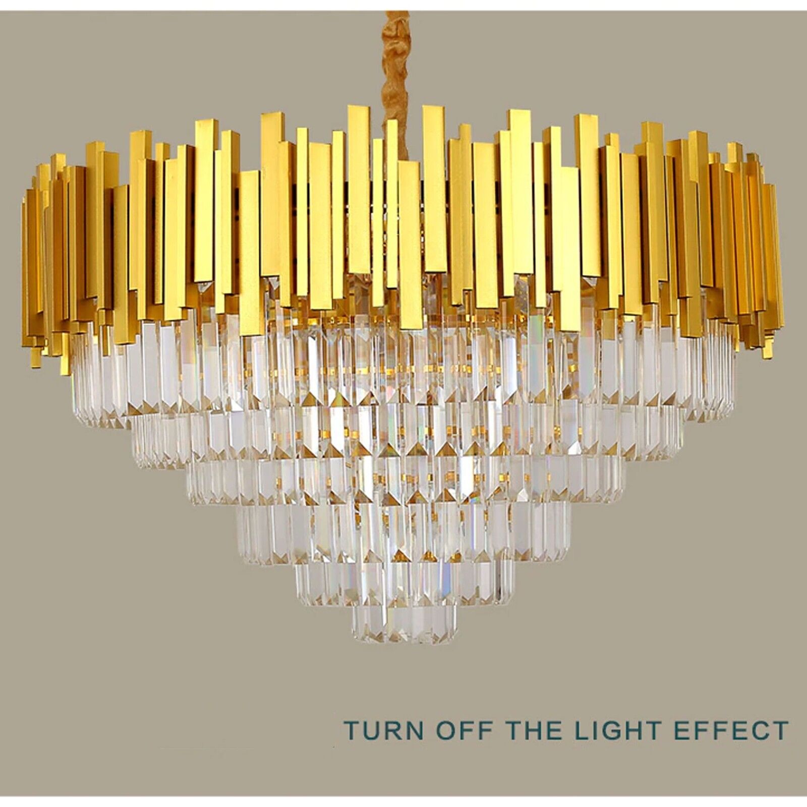 Modern Large Crystal Ceiling Light Gold Pendant Chandelier Lamp for Living Room~4117