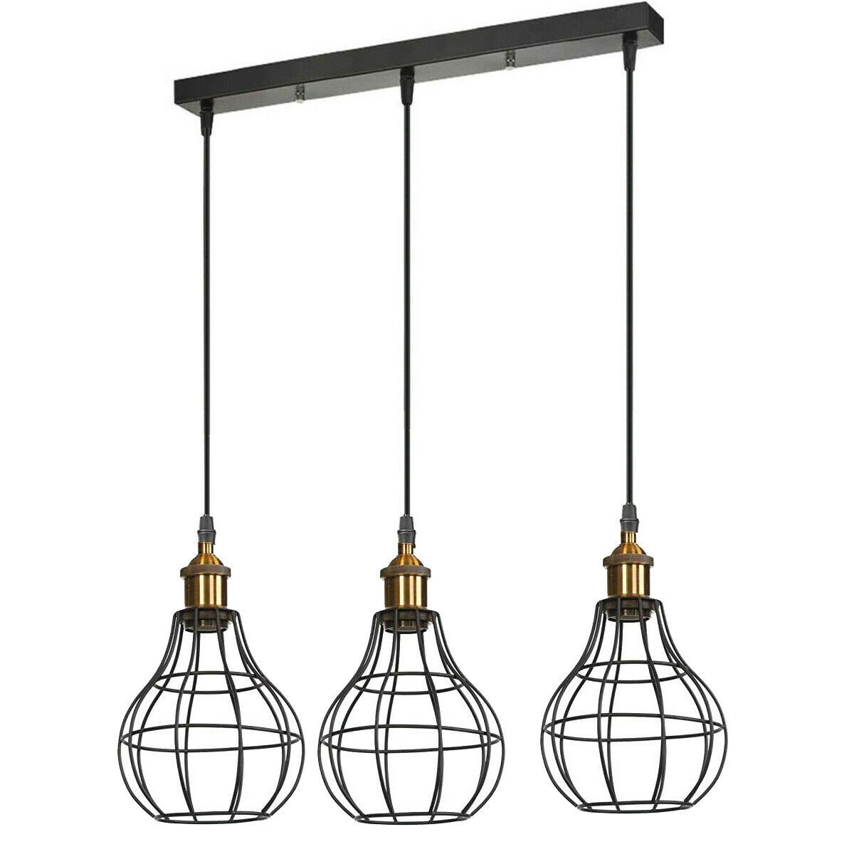  Wire Cage Style Retro Ceiling Pendant Light 3 Head Ceiling Lamp