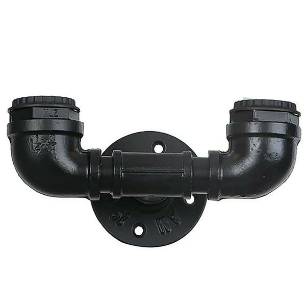 Industrial Steampunk Water Pipe Wall Light –  E27  Vintage Retro Loft Sconce~2133 – Black / No