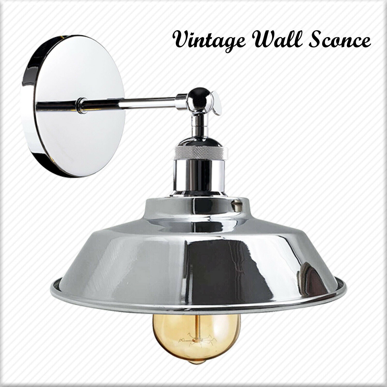 Retro Industrial Chrome colour Wall Sconce Lamp Shade Adjustable Edison Wall Light~2013 - LEDSone UK Ltd