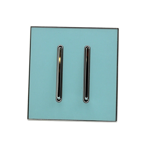 1/2/3 Gang Wall Switch Screw less Brushed Gold Light Switch~3616 – Blue Glossy 2 Gang