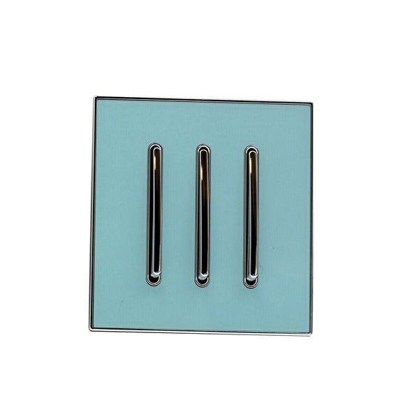 1/2/3 Gang Wall Switch Screw less Brushed Gold Light Switch~3616 – Blue Glossy 3 Gang