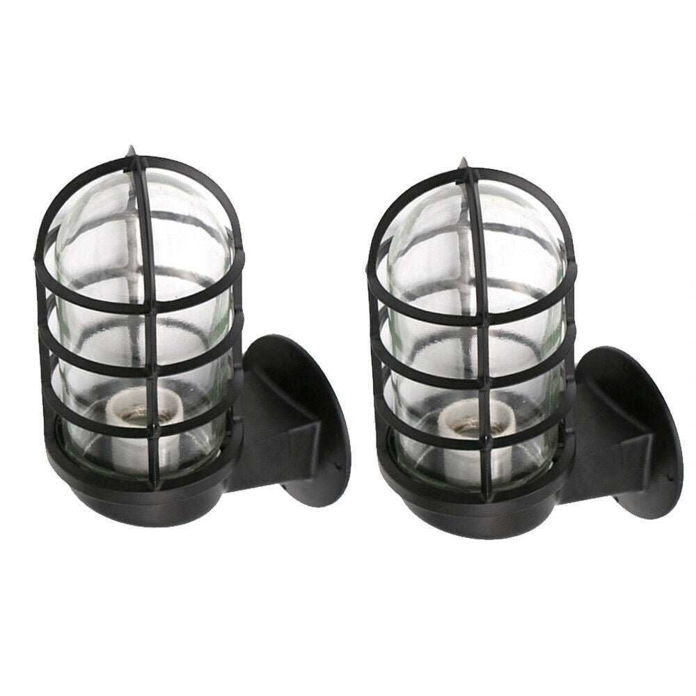 Pair of wall lights wall sconce black indoor Vintage retro antique industrial iron cage~2009 - LEDSone UK Ltd