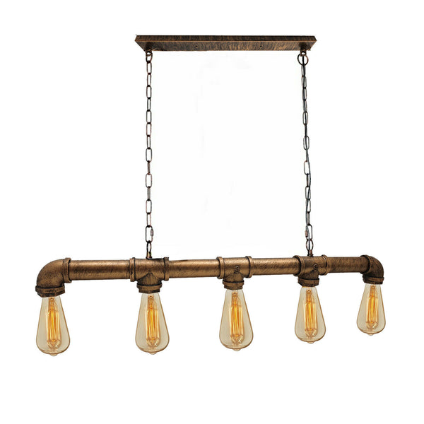 Industriële vintage waterpijp steampunk plafondlampen ~2368 – Geborsteld koper / Nee