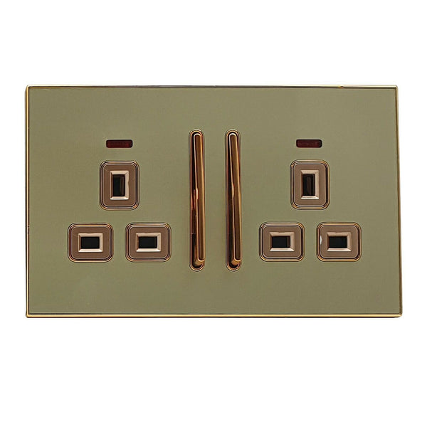 Decorative Gold Glossy Main Plug Sockets Full Range Satin Gold Inserts UK~2310 – 2 pack