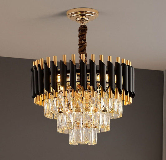 Modern Crystal Black Gold Chandeliers For Ceiling & Wall ~4118
