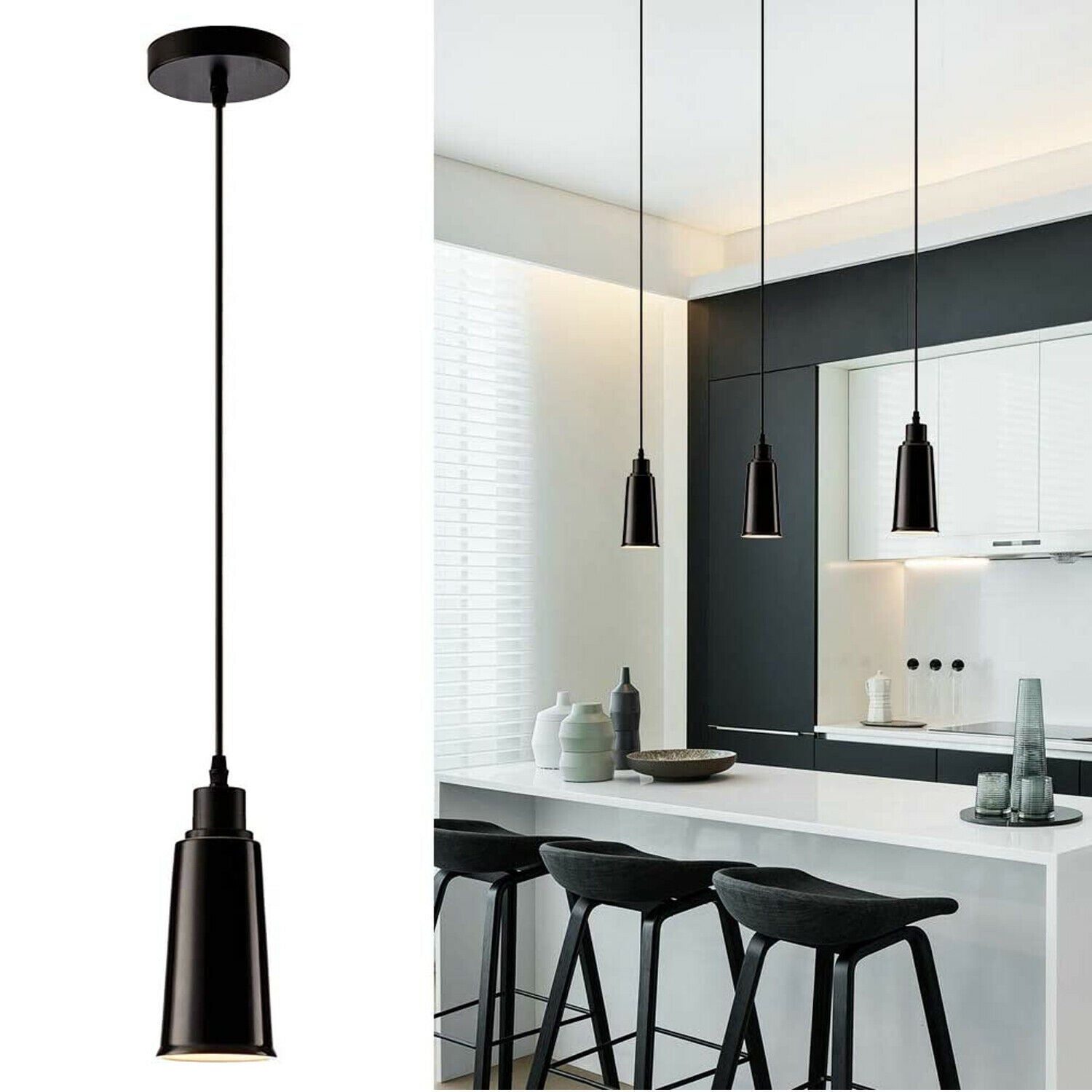 2 Pack Modern Ceramic Ceiling Pendant Light with FREE Bulbs Lampshade Vintage Hanging Light for Kitchen - Shop for LED lights - Transformers - Lampshades - Holders | LEDSone UK