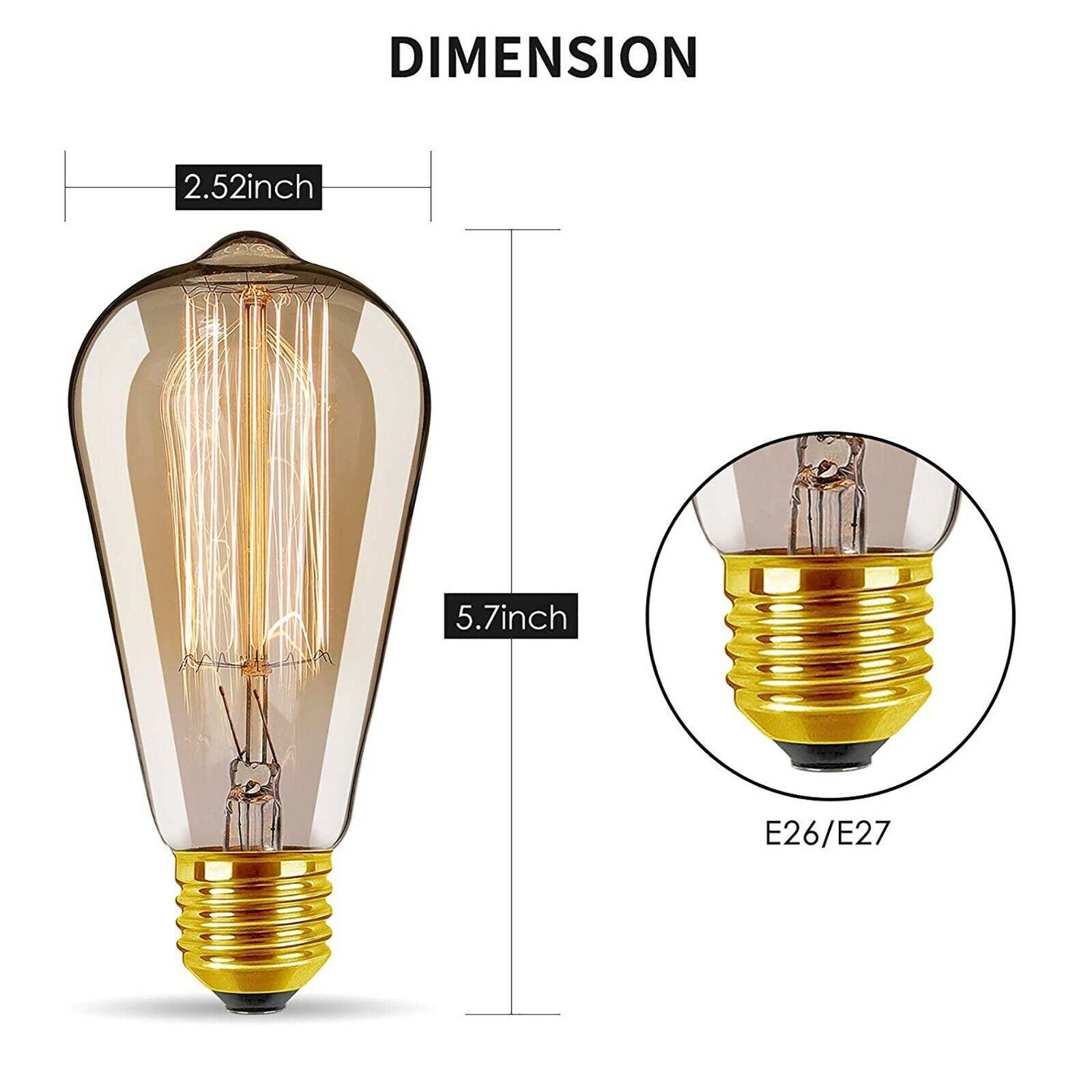 E26/E27 Base Filament  suitable Bulb for Table Lamp